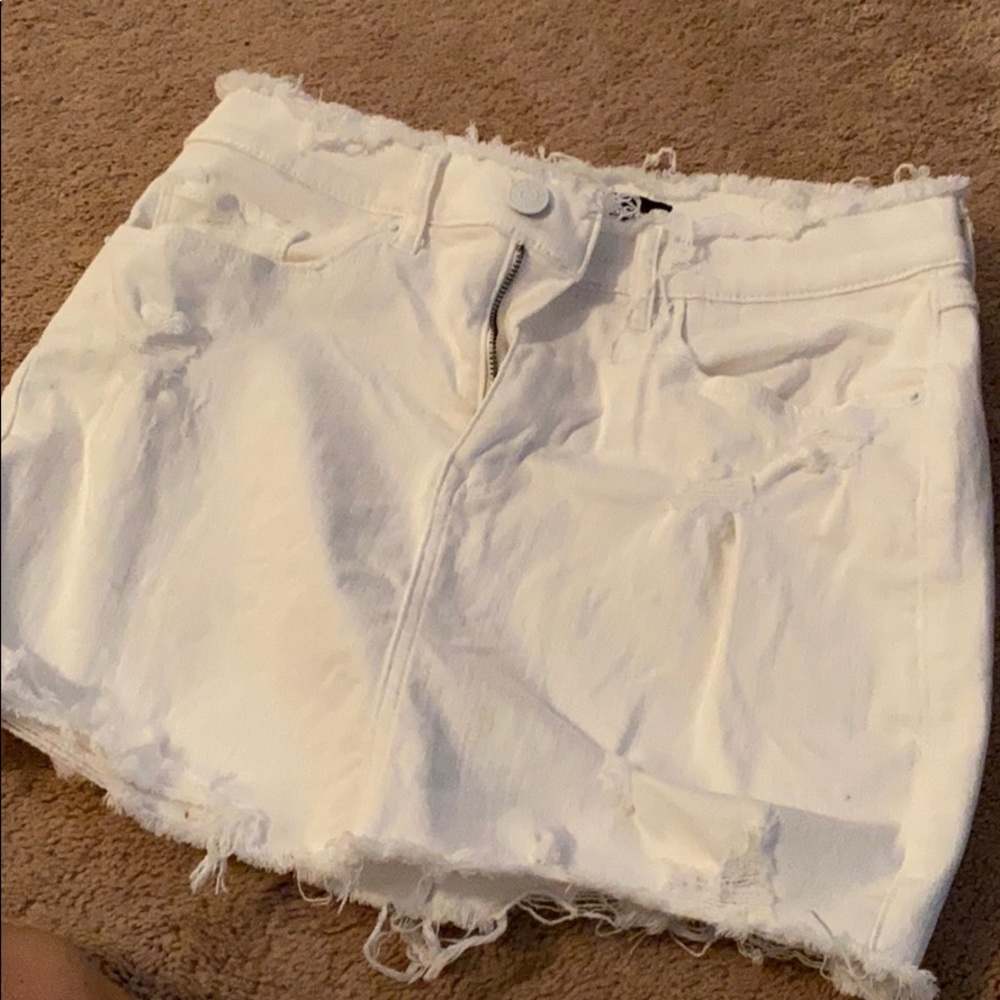 White Express distressed denim skirt